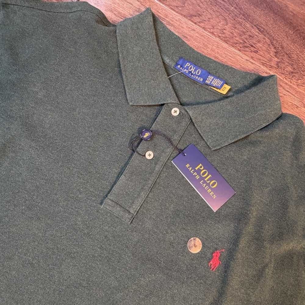 Polo Ralph Lauren Long Sleeve Mesh Polo Shirt Men's 4XB Green Big & Tall $115